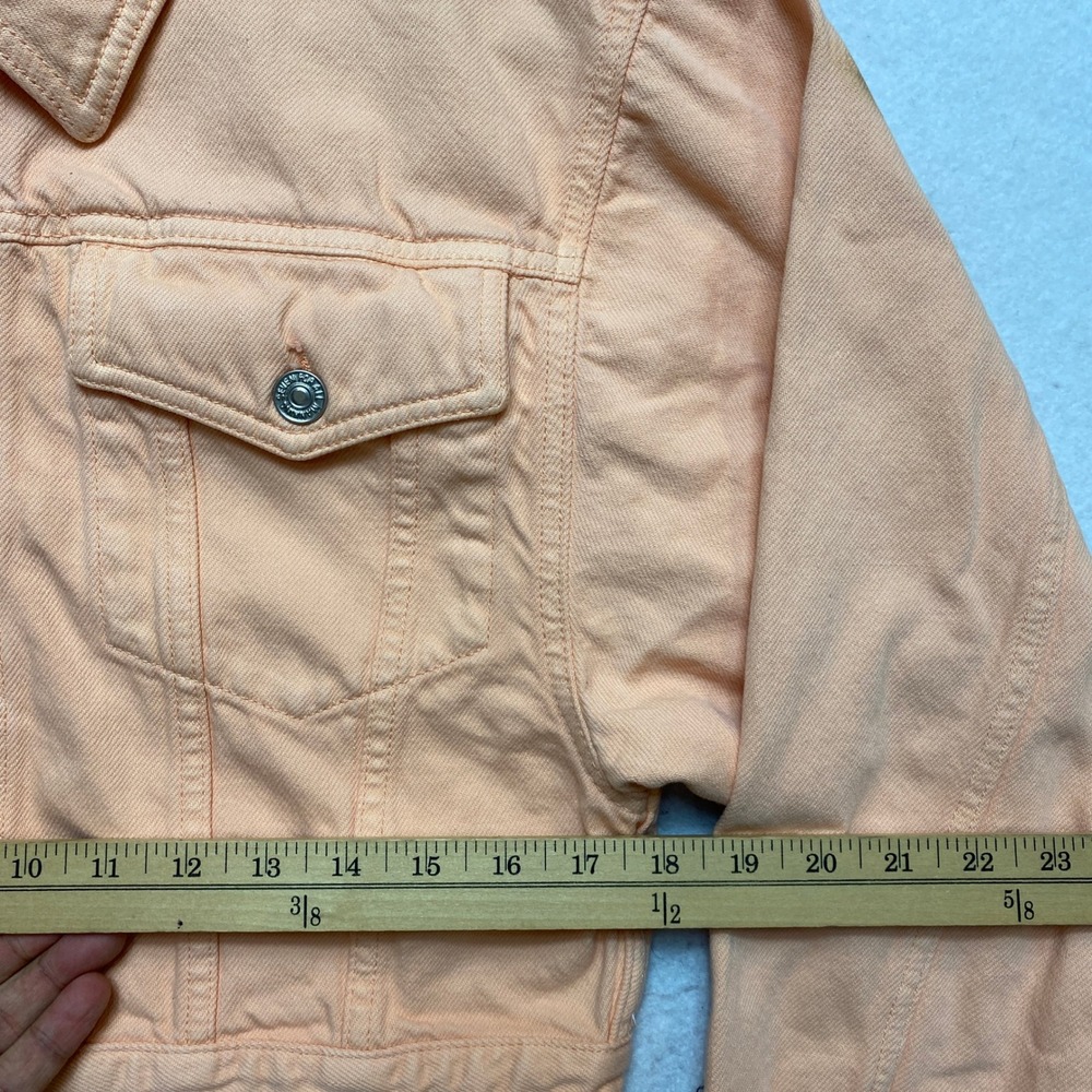 7 For All Mankind Jacket Womens M Peach Cropped Puff Sleeve Button Down - Picture 6 of 10